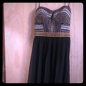Embroidered Black Maxi Dress